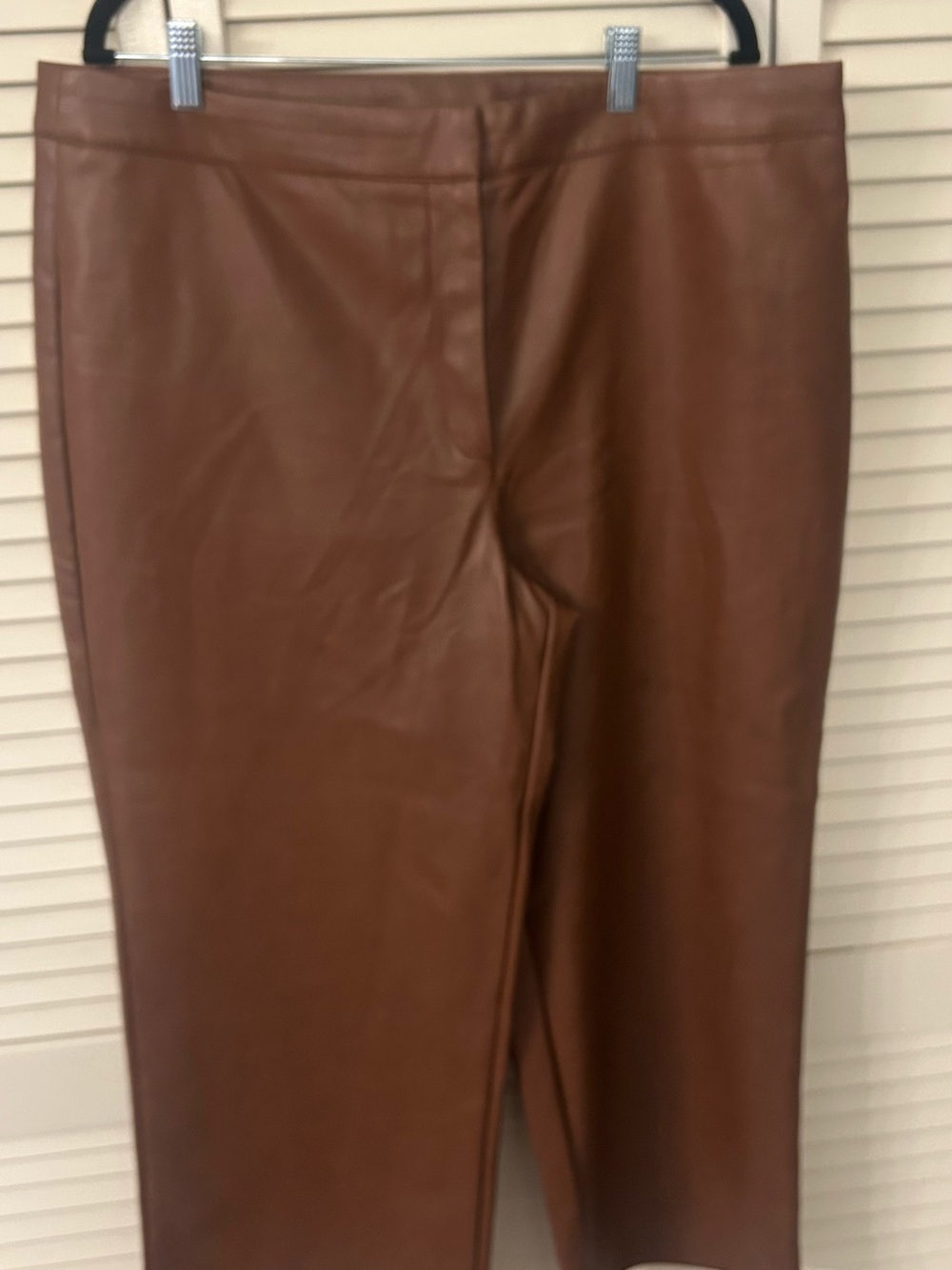 Avec Les Filles Brown Faux Leather Crop Pants